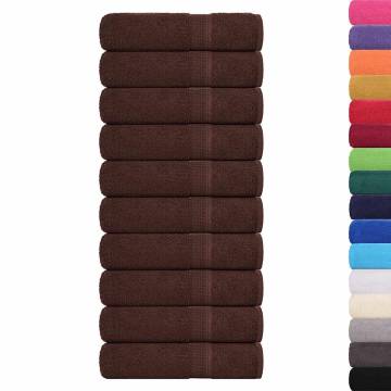 10 Pcs Brown Hand Towels 50x100 cm 360 gsm - 100% Cotton