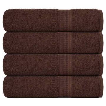 Shower Towels 4 pcs Brown - 100% Cotton, Absorbent & Soft