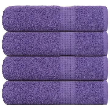 Purple Cotton Bath Towels - 4 Pcs 100x150 cm | HipoMarket