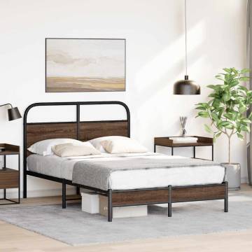 Brown Oak Bed Frame 140x200 cm - Stylish & Sturdy Design