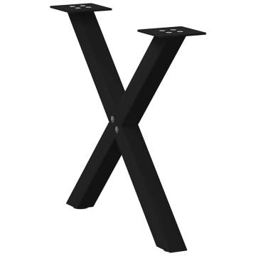 X-Shaped Black Coffee Table Legs - Durable Steel Design (2 pcs)