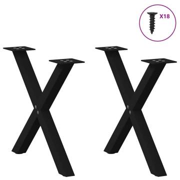 X-Shaped Black Coffee Table Legs - Durable Steel Design (2 pcs)