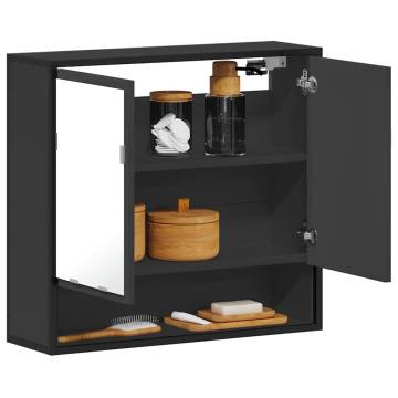 Sleek Black Bathroom Mirror Cabinet - 65x20x60 cm