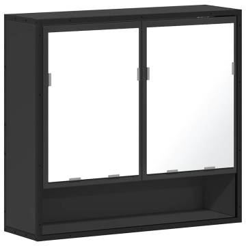 Sleek Black Bathroom Mirror Cabinet - 65x20x60 cm