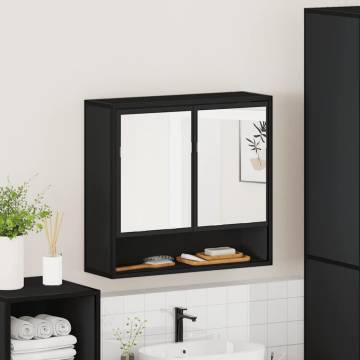 Sleek Black Bathroom Mirror Cabinet - 65x20x60 cm