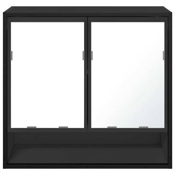 Sleek Black Bathroom Mirror Cabinet - 65x20x60 cm