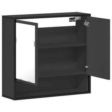 Sleek Black Bathroom Mirror Cabinet - 65x20x60 cm