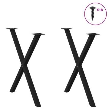 X-Shaped Dining Table Legs - Black Steel - 70x(72-73) cm