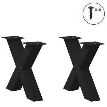 X-Shaped Coffee Table Legs - Black Steel 50x(42-43) cm (2 pcs)