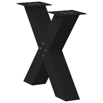 X-Shaped Coffee Table Legs - Black Steel 50x(42-43) cm (2 pcs)