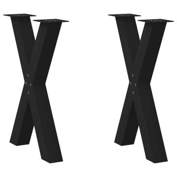 X-Shaped Dining Table Legs - Black Steel (50x72-73 cm) - 2 pcs