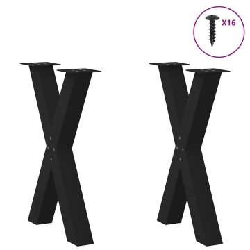 X-Shaped Dining Table Legs - Black Steel (50x72-73 cm) - 2 pcs