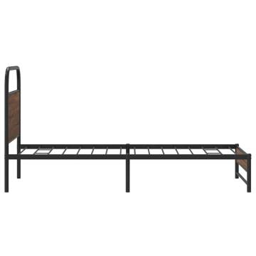 Brown Oak Bed Frame 107x203 cm - Sturdy Design for Comfort