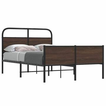 Brown Oak Bed Frame 140x200 cm - Stylish & Durable Design