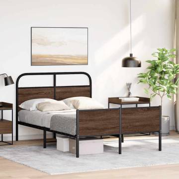 Brown Oak Bed Frame 140x200 cm - Stylish & Durable Design