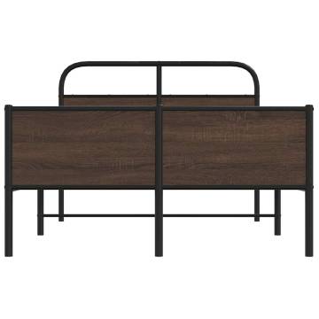 Brown Oak Bed Frame 140x200 cm - Stylish & Durable Design