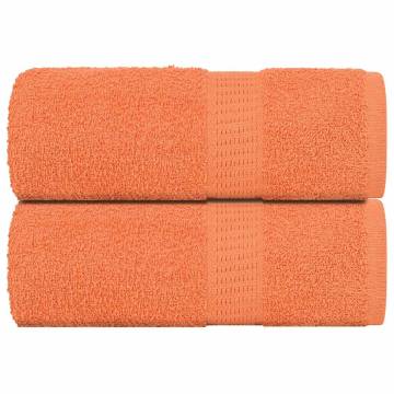 Guest Towels 2 pcs Orange 30x50 cm - 100% Cotton & Soft