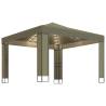 Gazebo with Double Roof & LED Lights - 3x3 m Taupe