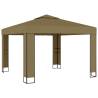 Gazebo with Double Roof & LED Lights - 3x3 m Taupe