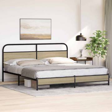 Classic Metal Bed Frame Sonoma Oak 183x213 cm | HipoMarket