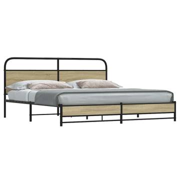 Metal Bed Frame without Mattress - Sonoma Oak 200x200 cm