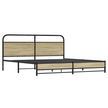 Metal Bed Frame without Mattress - Sonoma Oak 200x200 cm