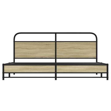 Metal Bed Frame without Mattress - Sonoma Oak 200x200 cm