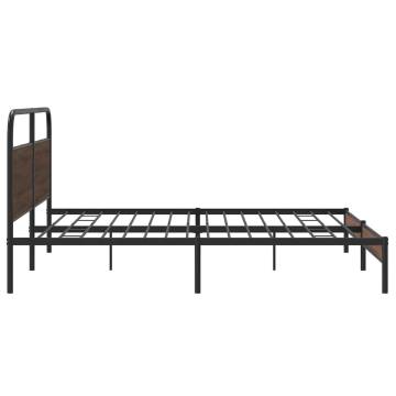 Robust Metal Bed Frame Brown Oak 180x200 cm Super King