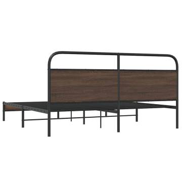 Robust Metal Bed Frame Brown Oak 180x200 cm Super King