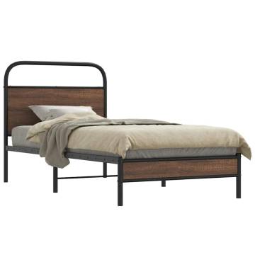 Brown Oak Bed Frame 100x200 cm - Stylish & Sturdy Design