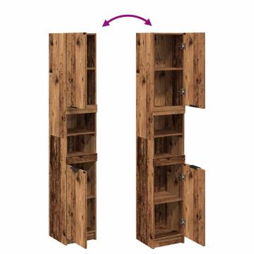 Stylish Old Wood Bathroom Cabinet | 32x34x188.5 cm