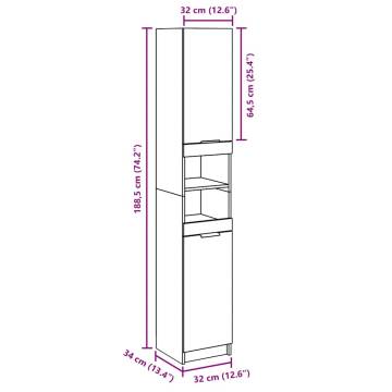 Stylish Old Wood Bathroom Cabinet | 32x34x188.5 cm