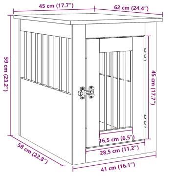 Stylish Dog Crate Furniture - Old Wood - 45x62x59 cm