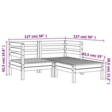 Garden Sofa 2-Seater with Footstool - Solid Wood Douglas