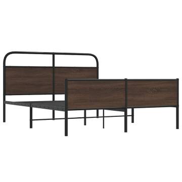 Elegant Brown Oak Metal Bed Frame 150x200 cm King Size