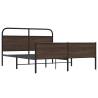 Elegant Brown Oak Metal Bed Frame 150x200 cm King Size