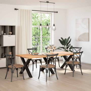 X-Shaped Dining Table Legs - Black Steel, 3 pcs (90x72-73 cm)