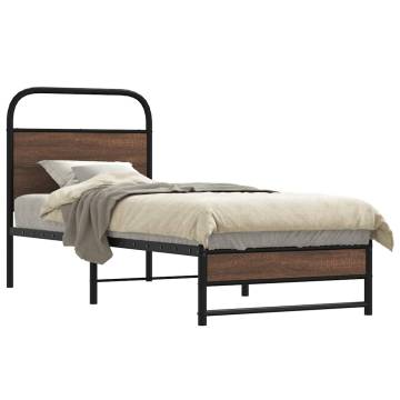 Brown Oak Bed Frame 80x200 cm - Sturdy & Stylish