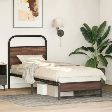 Brown Oak Bed Frame 80x200 cm - Sturdy & Stylish