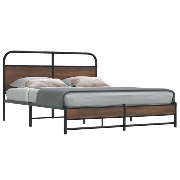 Brown Oak Bed Frame 150x200 cm - Durable & Stylish