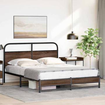 Brown Oak Bed Frame 150x200 cm - Durable & Stylish