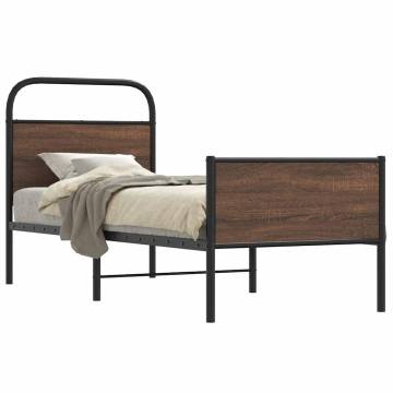 Brown Oak Bed Frame 75x190 cm | Sturdy & Elegant Design