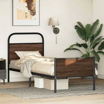 Brown Oak Bed Frame 75x190 cm | Sturdy & Elegant Design