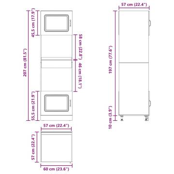 Oven Cabinets 2 pcs Lucca Smoked Oak | Durable Engineered Wood