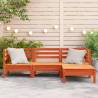 Garden 3-Seater Sofa with Footstool - Solid Pine, Wax Brown