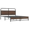 Robust Metal Bed Frame without Mattress - Brown Oak 160x200 cm