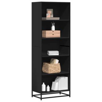 Stylish Black Bookcase 60x35x170.5 cm - Engineered Wood