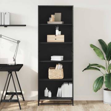 Stylish Black Bookcase 60x35x170.5 cm - Engineered Wood