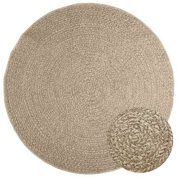 Rug ZIZUR Beige Ø 160 cm - Jute Look for Indoors & Outdoors