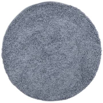 Shaggy Rug High Pile Modern Blue Ø 200 cm - Hipomarket UK